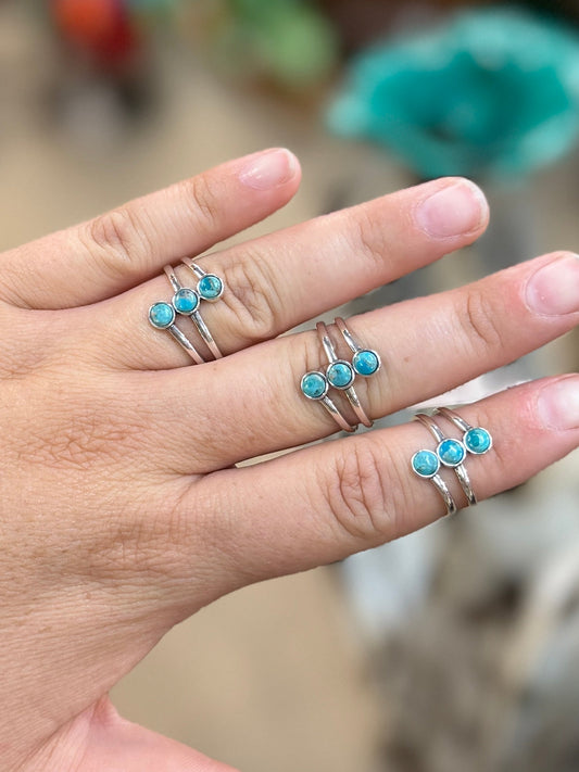 {Pecos} Triple Kingman Stone Silver Ring - Cowgirls & City Chics
