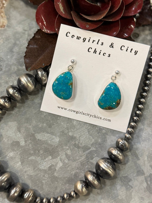 {Pecos} Turquoise Drop Stud Earrings - Cowgirls & City Chics