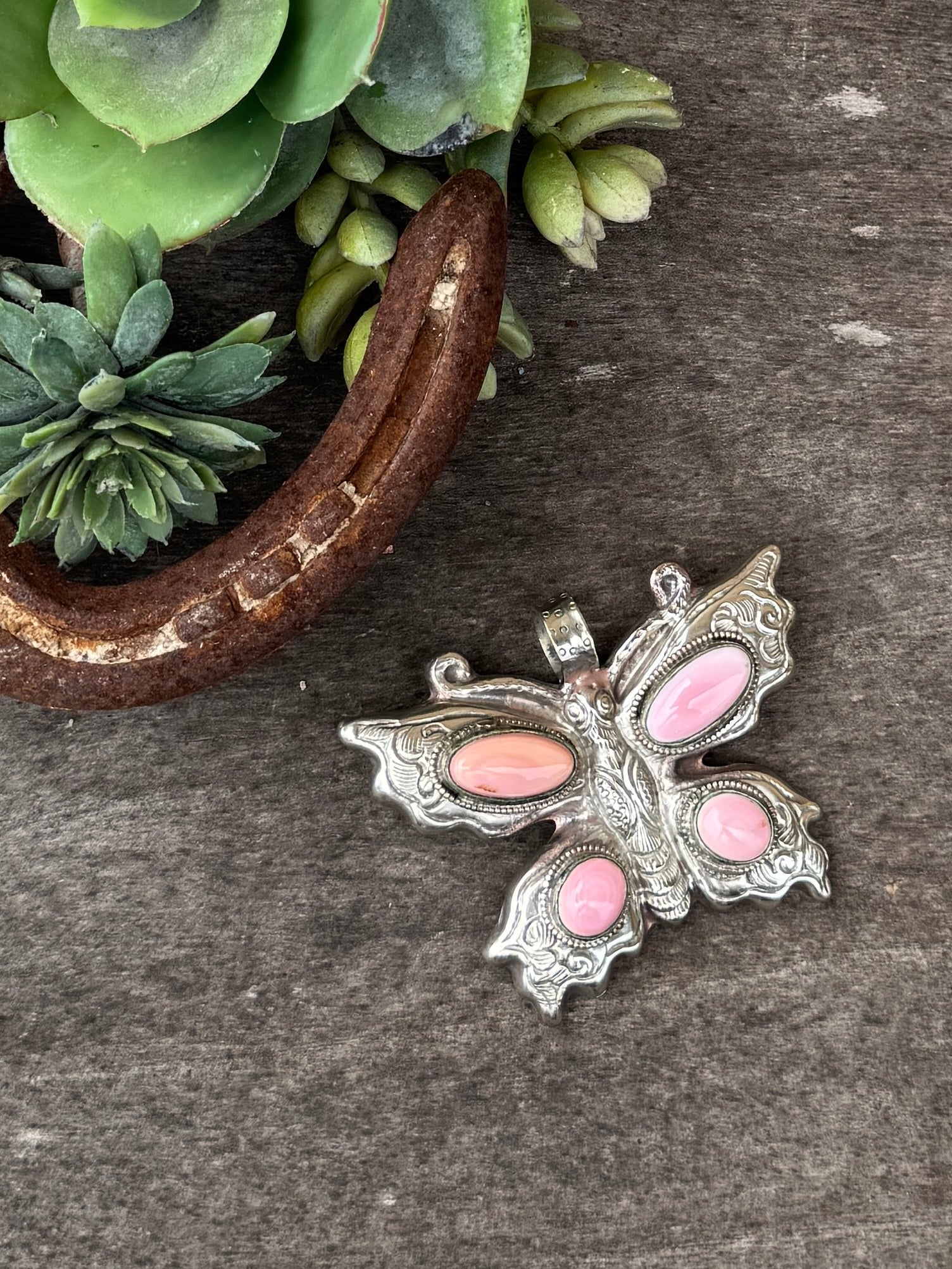 Pink Conch Butterfly Pendent - Cowgirls & City Chics