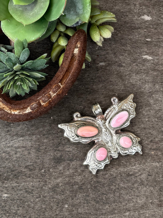 Pink Conch Butterfly Pendent - Cowgirls & City Chics