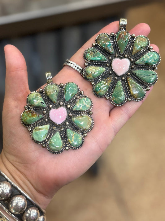 Pink Conch Heart Cluster Pendent - Cowgirls & City Chics