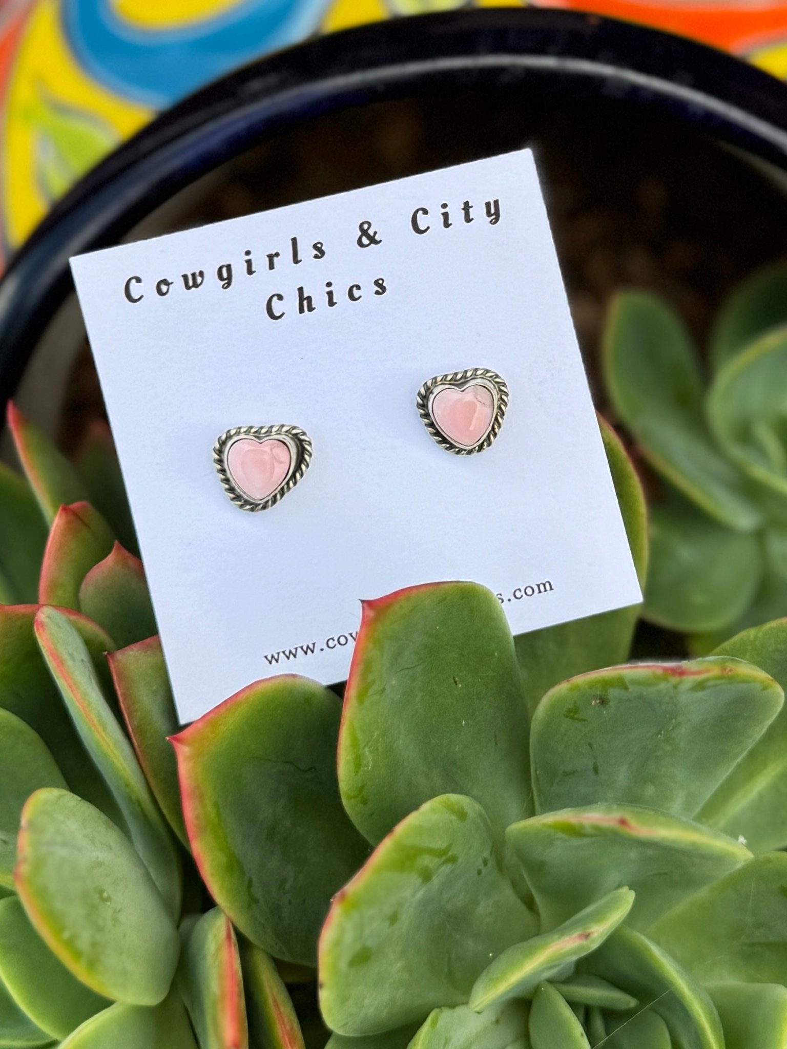 Pink Conch Heart Earrings - Cowgirls & City Chics