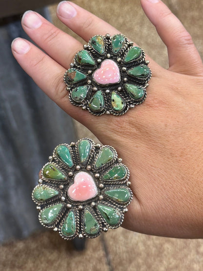 Pink Conch Kingman Heart Ring - Cowgirls & City Chics