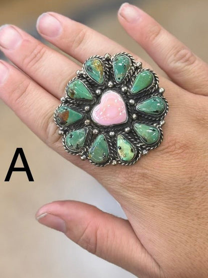Pink Conch Kingman Heart Ring - Cowgirls & City Chics