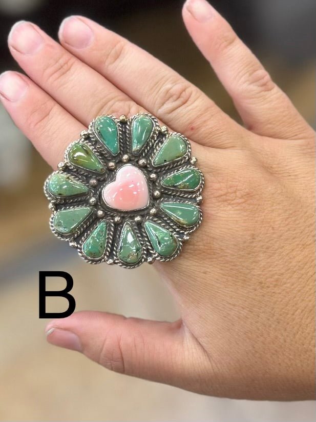 Pink Conch Kingman Heart Ring - Cowgirls & City Chics