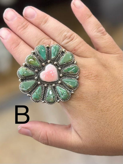 Pink Conch Kingman Heart Ring - Cowgirls & City Chics