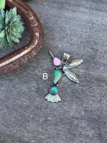 Pink Conch & Kingman Hummingbird Pendent - Cowgirls & City Chics