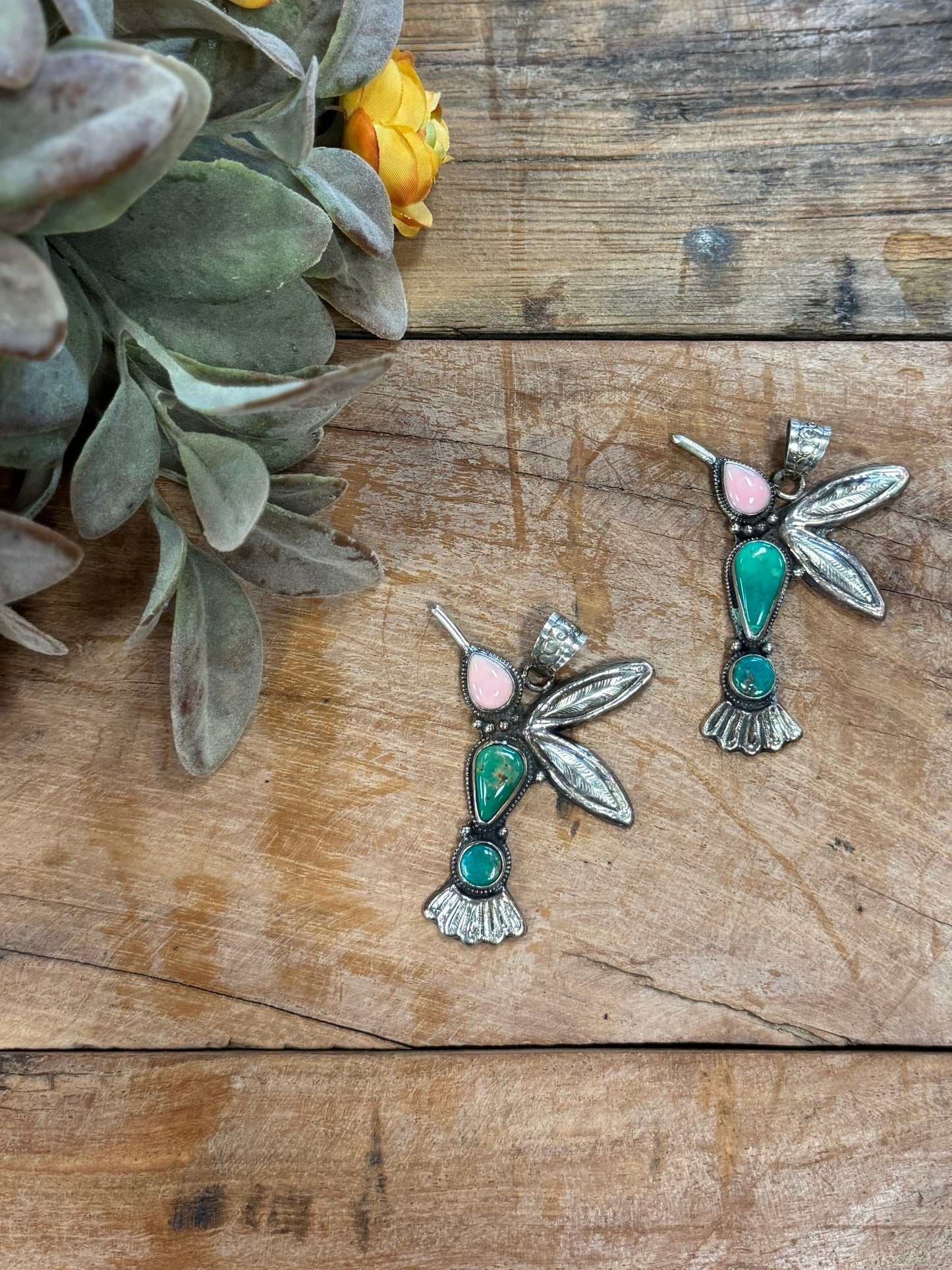 Pink Conch & Kingman Hummingbird Pendent - Cowgirls & City Chics