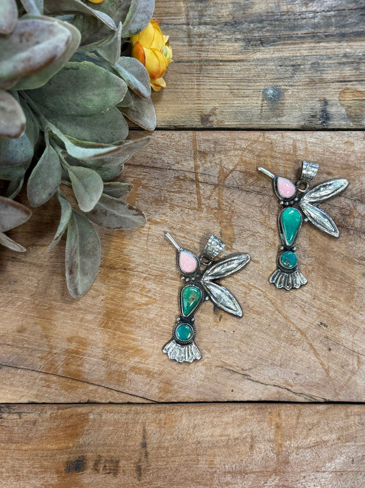 Pink Conch & Kingman Hummingbird Pendent - Cowgirls & City Chics