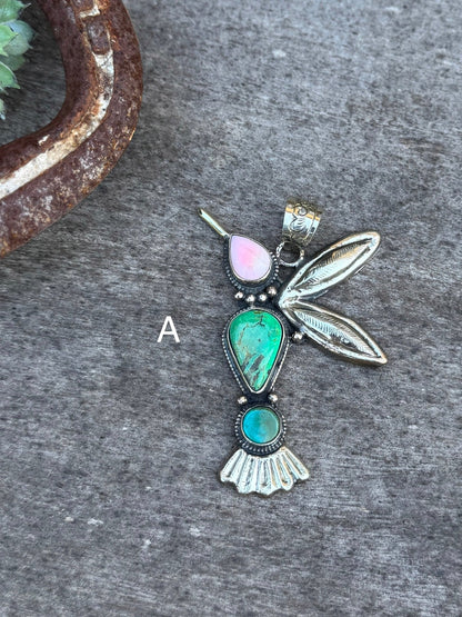 Pink Conch & Kingman Hummingbird Pendent - Cowgirls & City Chics