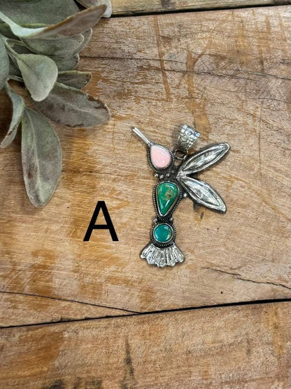 Pink Conch & Kingman Hummingbird Pendent - Cowgirls & City Chics