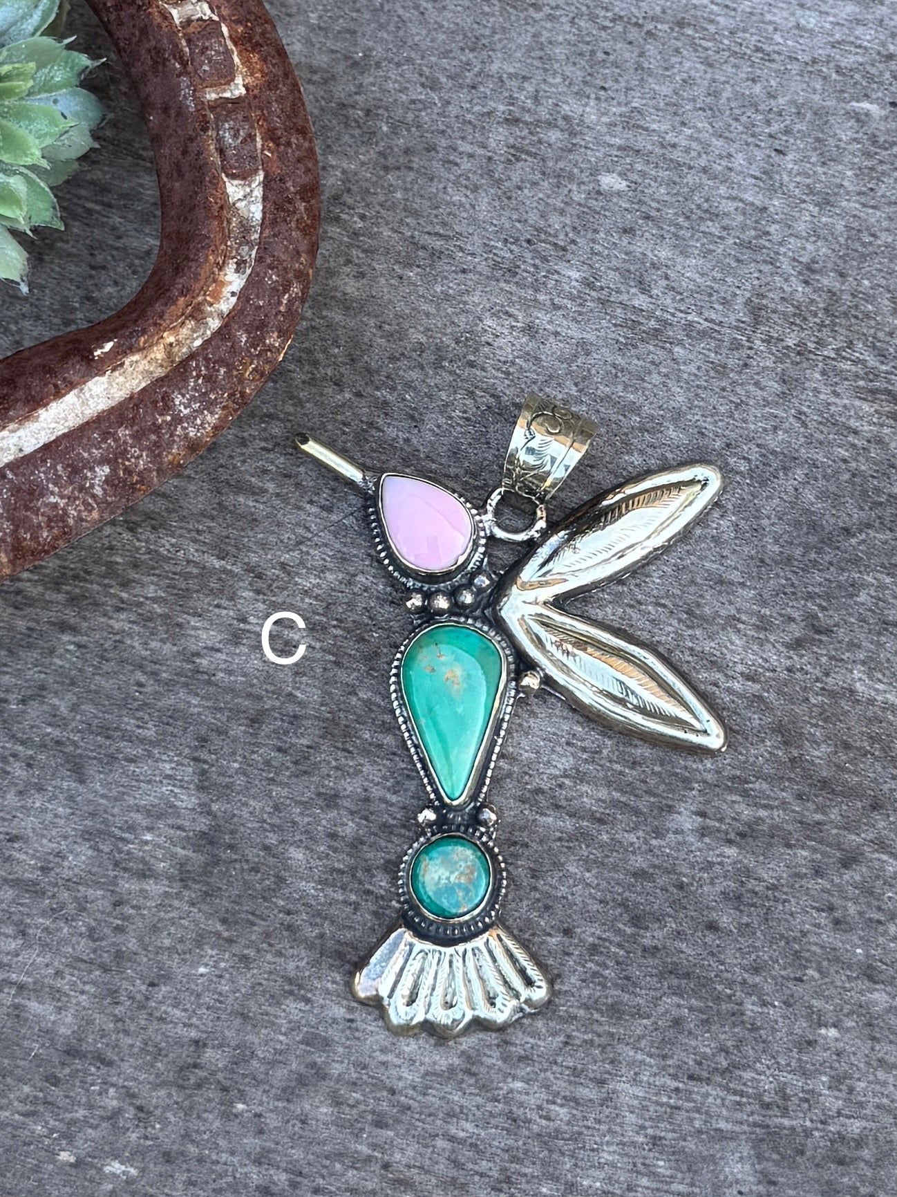 Pink Conch & Kingman Hummingbird Pendent - Cowgirls & City Chics