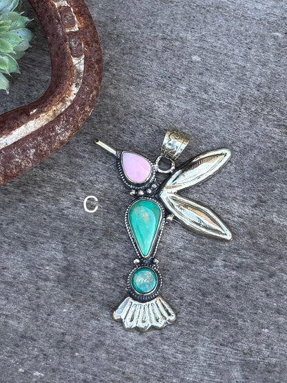 Pink Conch & Kingman Hummingbird Pendent - Cowgirls & City Chics