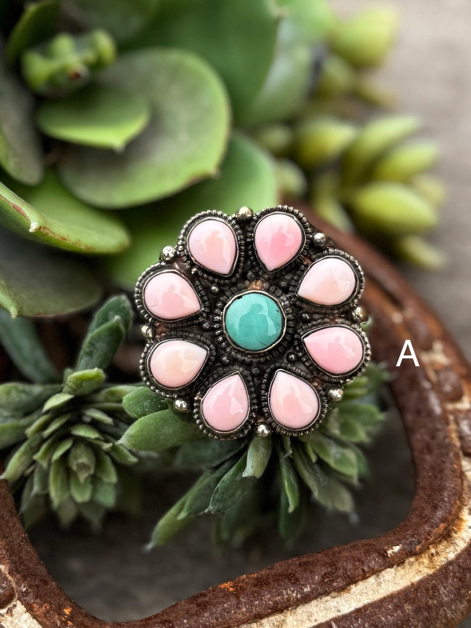 Pink Conch & Kingman Ring - Cowgirls & City Chics