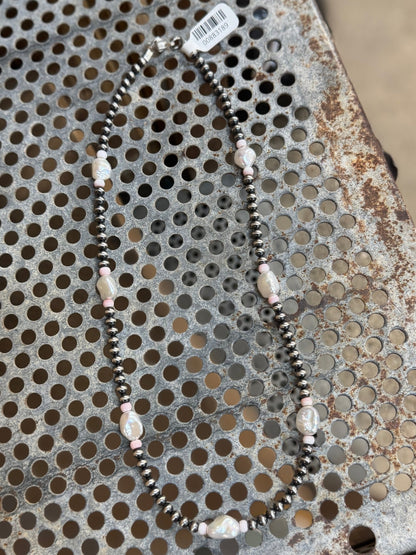 Pink Conch & Pearl Sterling Necklace - Cowgirls & City Chics
