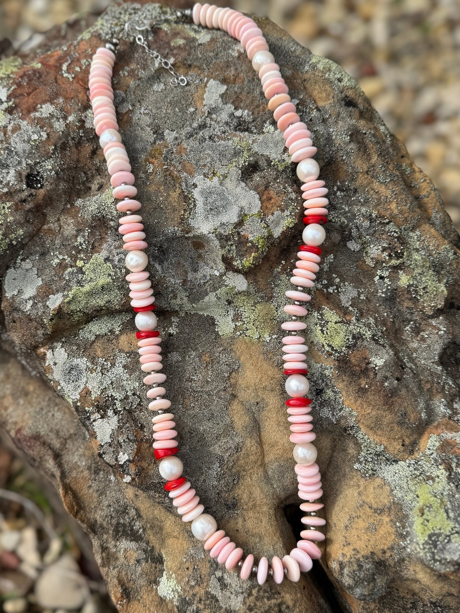Pink Conch & Red Layered Necklace - Cowgirls & City Chics