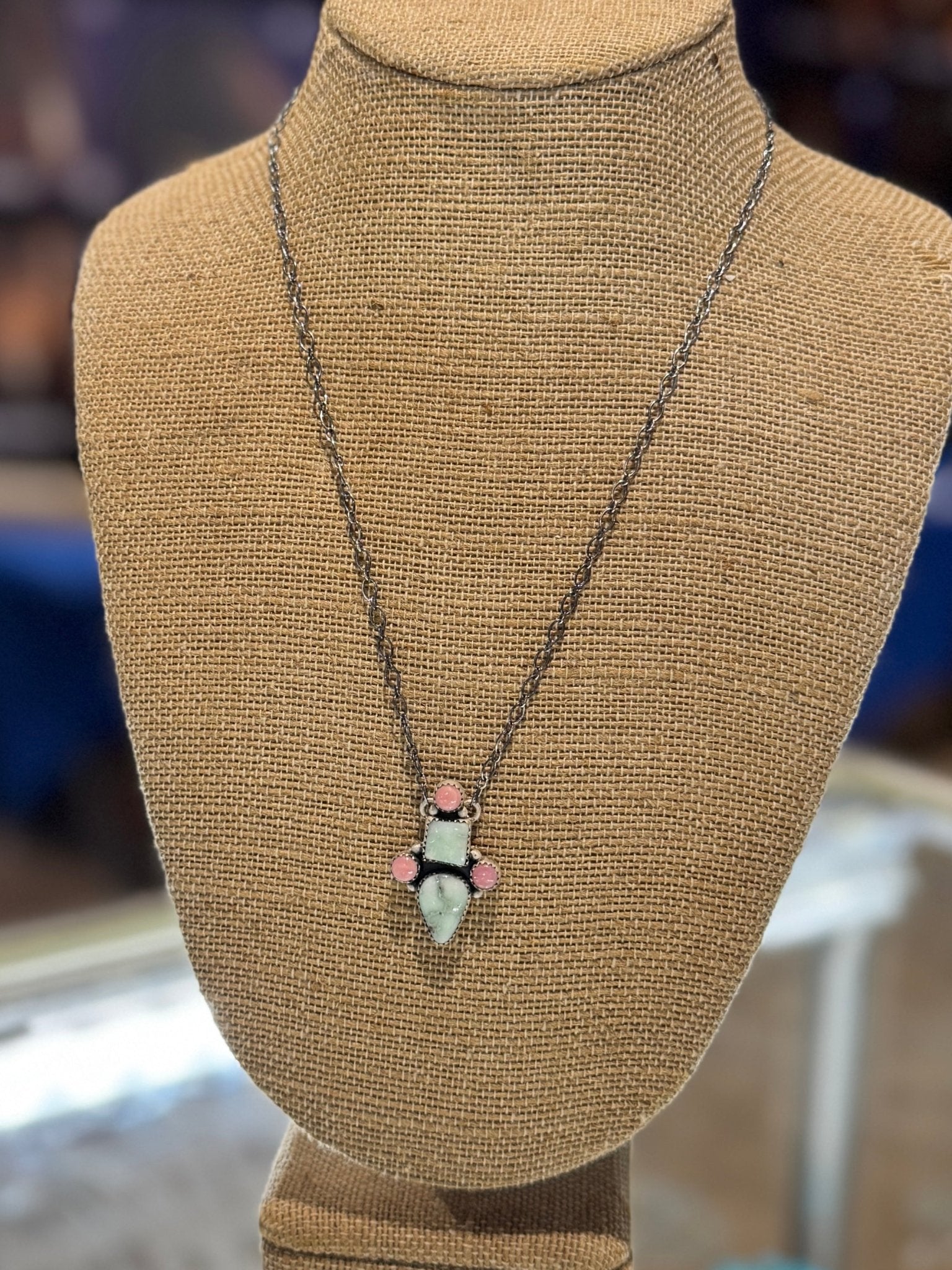 Pink Conch & Variscite Cluster Necklace - Cowgirls & City Chics