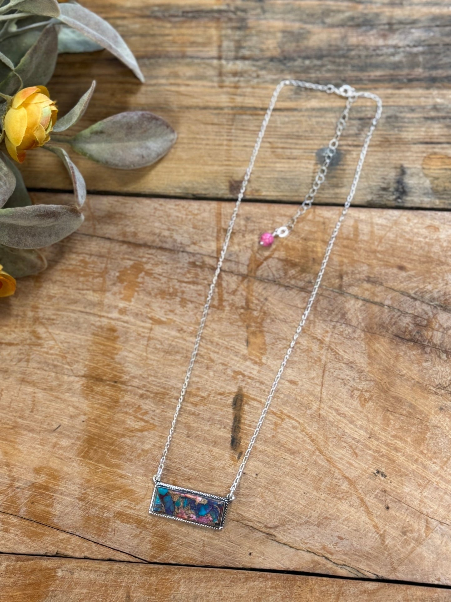 Pink Dahlia Bar Necklace - Cowgirls & City Chics