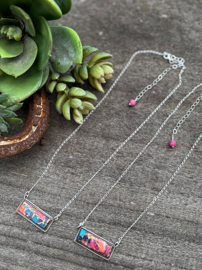Pink Dahlia Bar Necklace - Cowgirls & City Chics