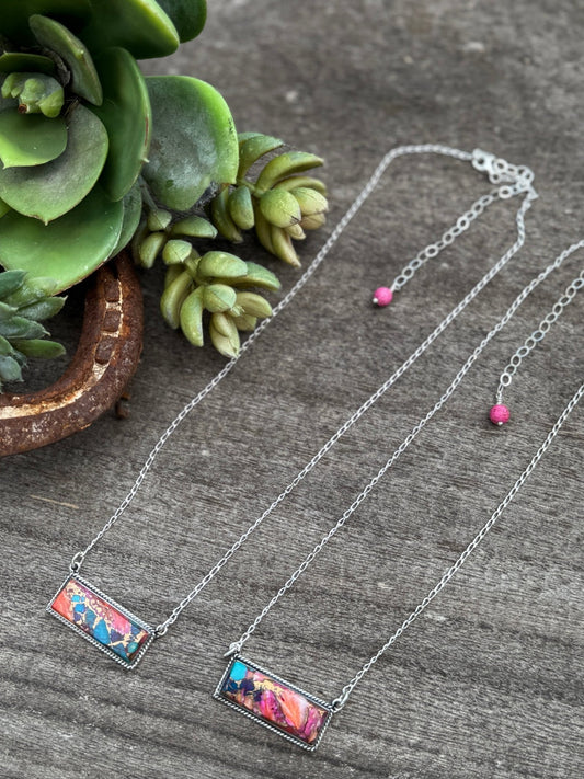Pink Dahlia Bar Necklace - Cowgirls & City Chics