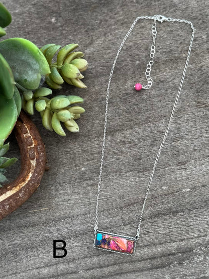 Pink Dahlia Bar Necklace - Cowgirls & City Chics
