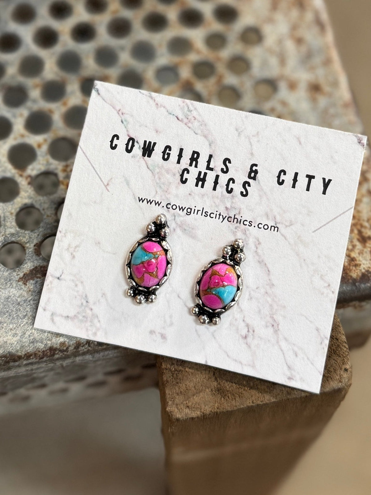 Pink Dahlia Earrings - Cowgirls & City Chics