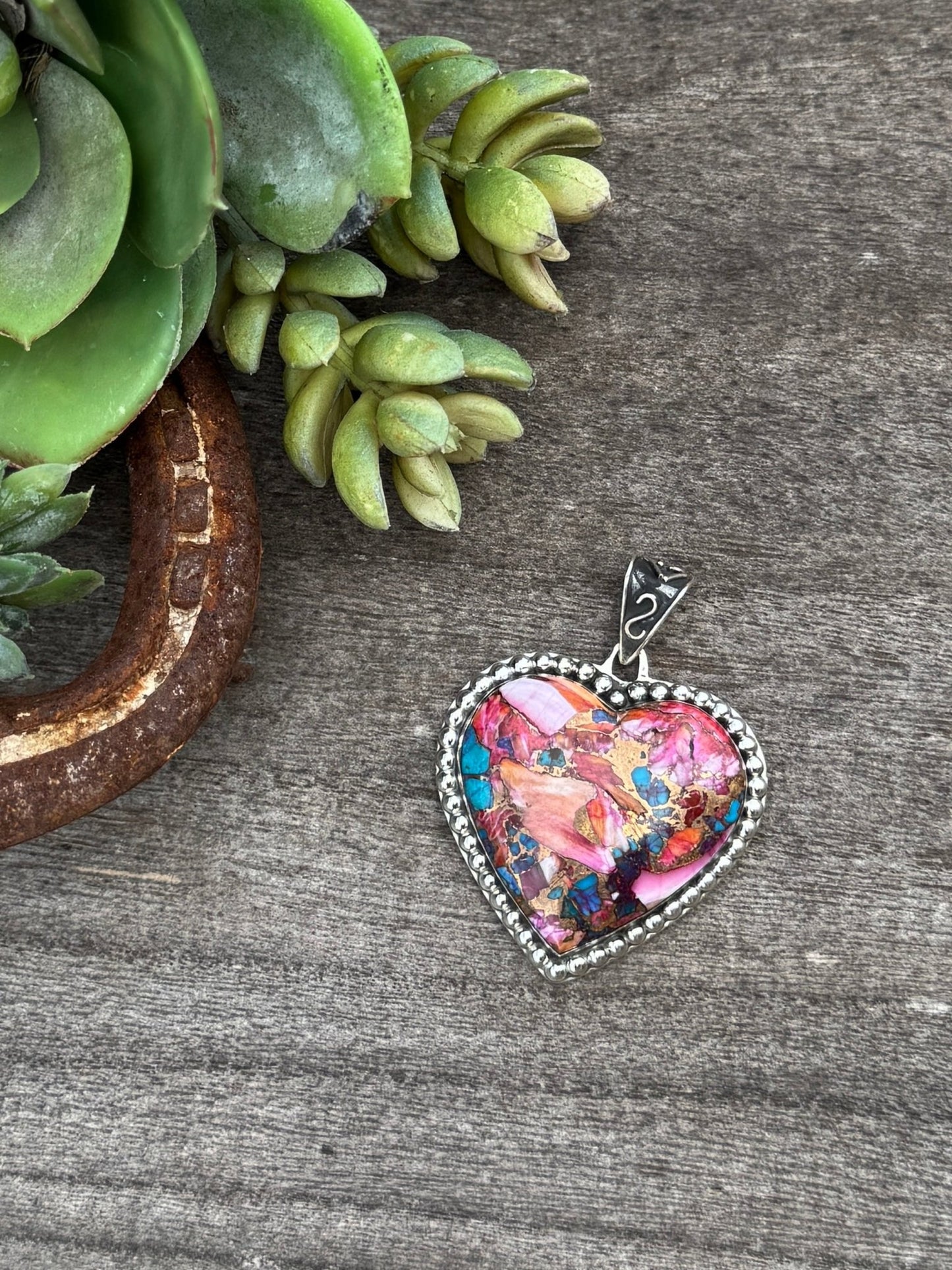 Pink Dahlia Heart Pendent - Cowgirls & City Chics