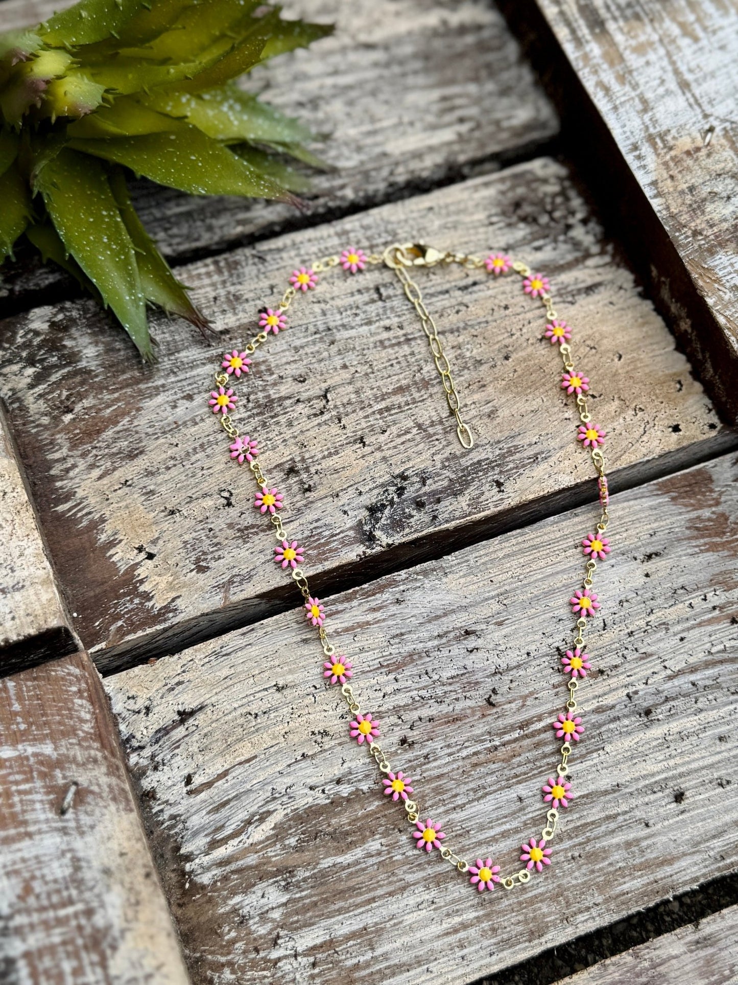 Pink Flower Chain Necklace - Cowgirls & City Chics