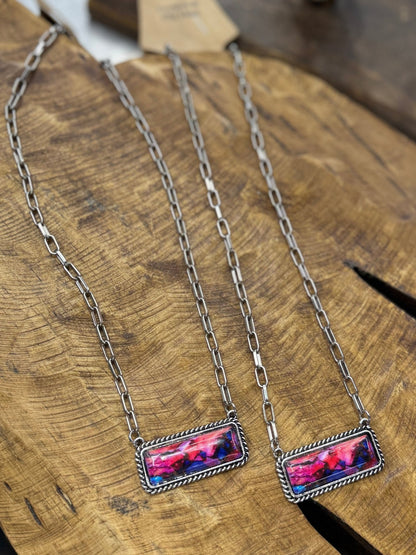 Pink & Purple Bar Necklace - Cowgirls & City Chics
