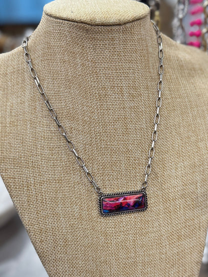 Pink & Purple Bar Necklace - Cowgirls & City Chics