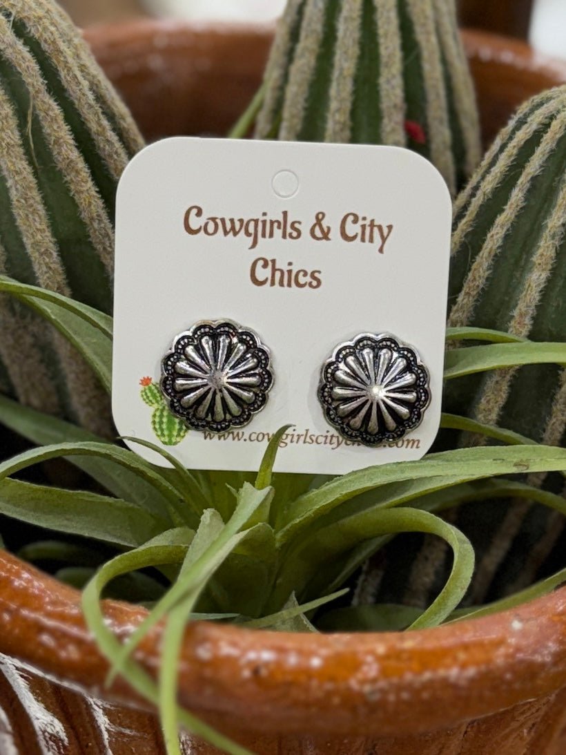 Plain Concho Stud Earrings - Cowgirls & City Chics