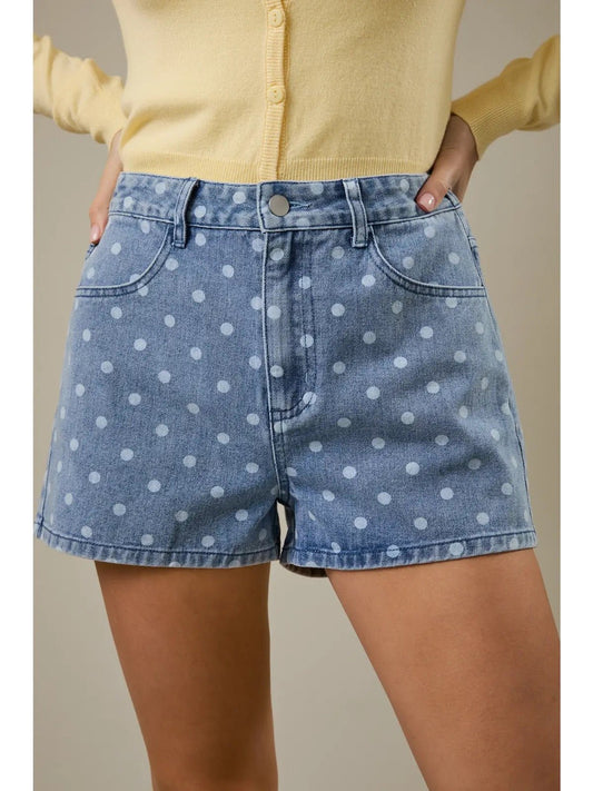 Poka Dot Denim Shorts - Cowgirls & City Chics