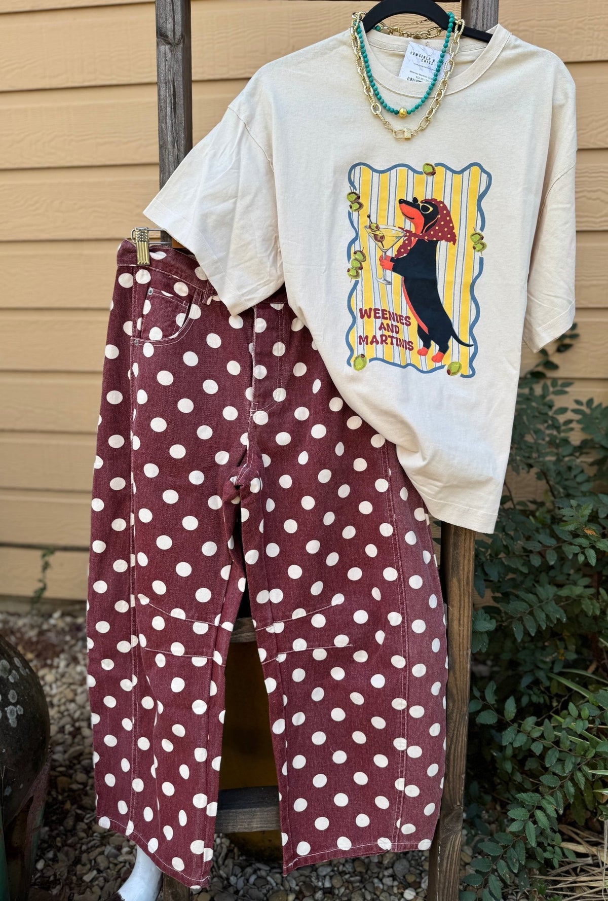 Polka Dot Barrel Jeans {Wine} - Cowgirls & City Chics