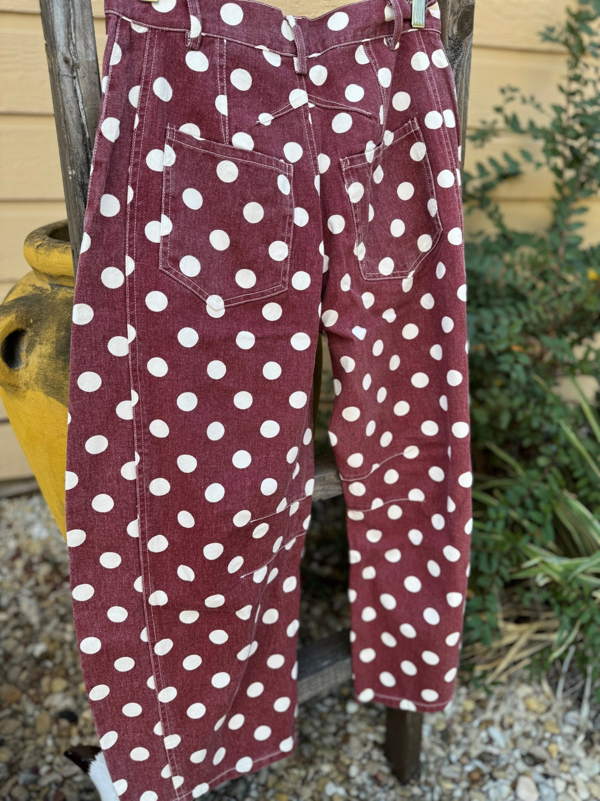 Polka Dot Barrel Jeans {Wine} - Cowgirls & City Chics