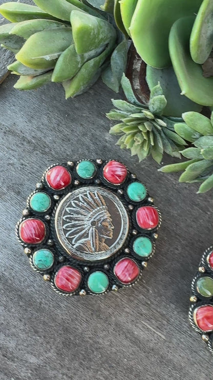 Spiny Oyster & Kingman Coin Belt Buckle