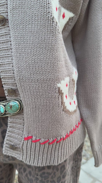 {Lucky You} Horseshoe Western Knit Cardigan