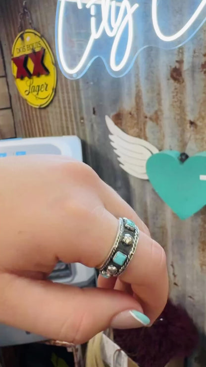 Turquoise Stud Wide Band