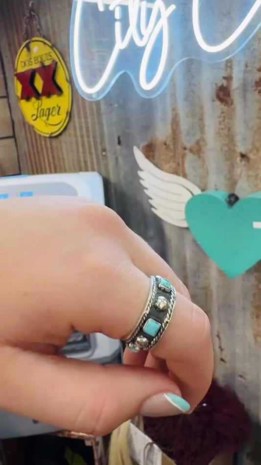 Turquoise Stud Wide Band