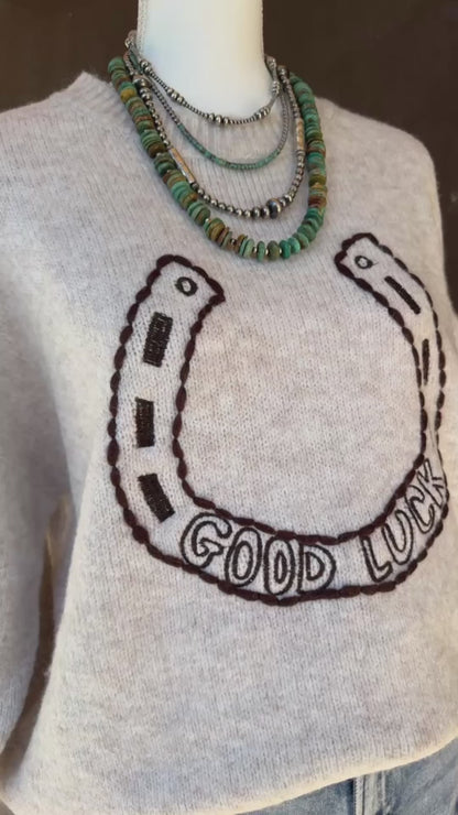 Embroidered {Good Luck} Sweater