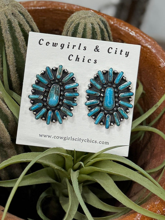 {Puebla} Turquoise Stud Earring - Cowgirls & City Chics
