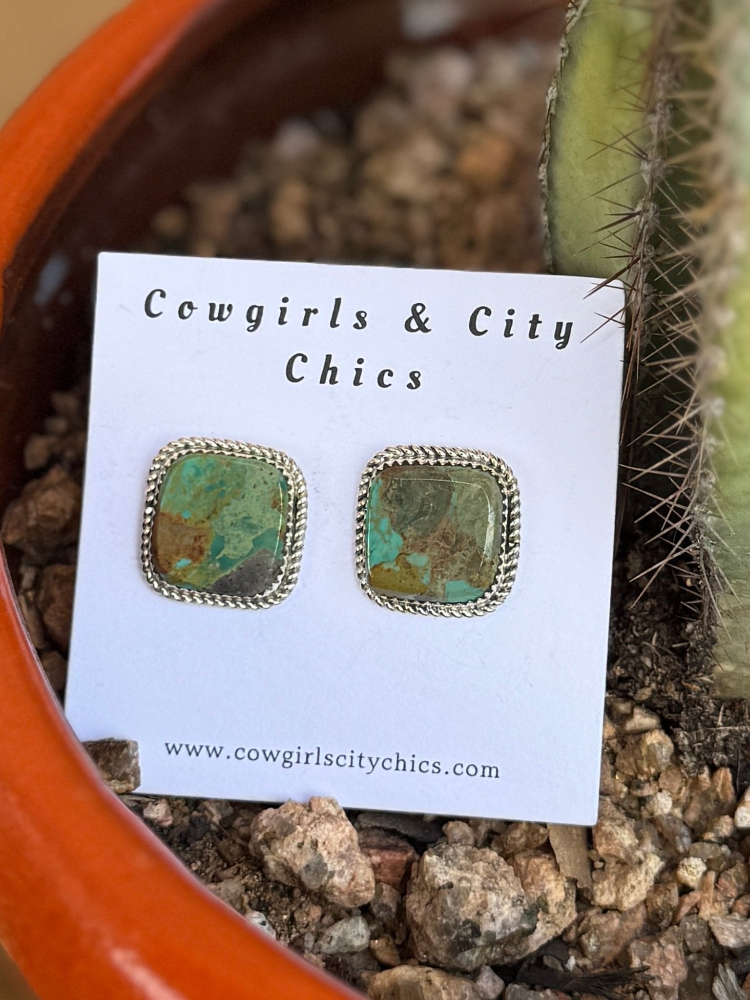{Punchy} Kingman Square Studs - Cowgirls & City Chics