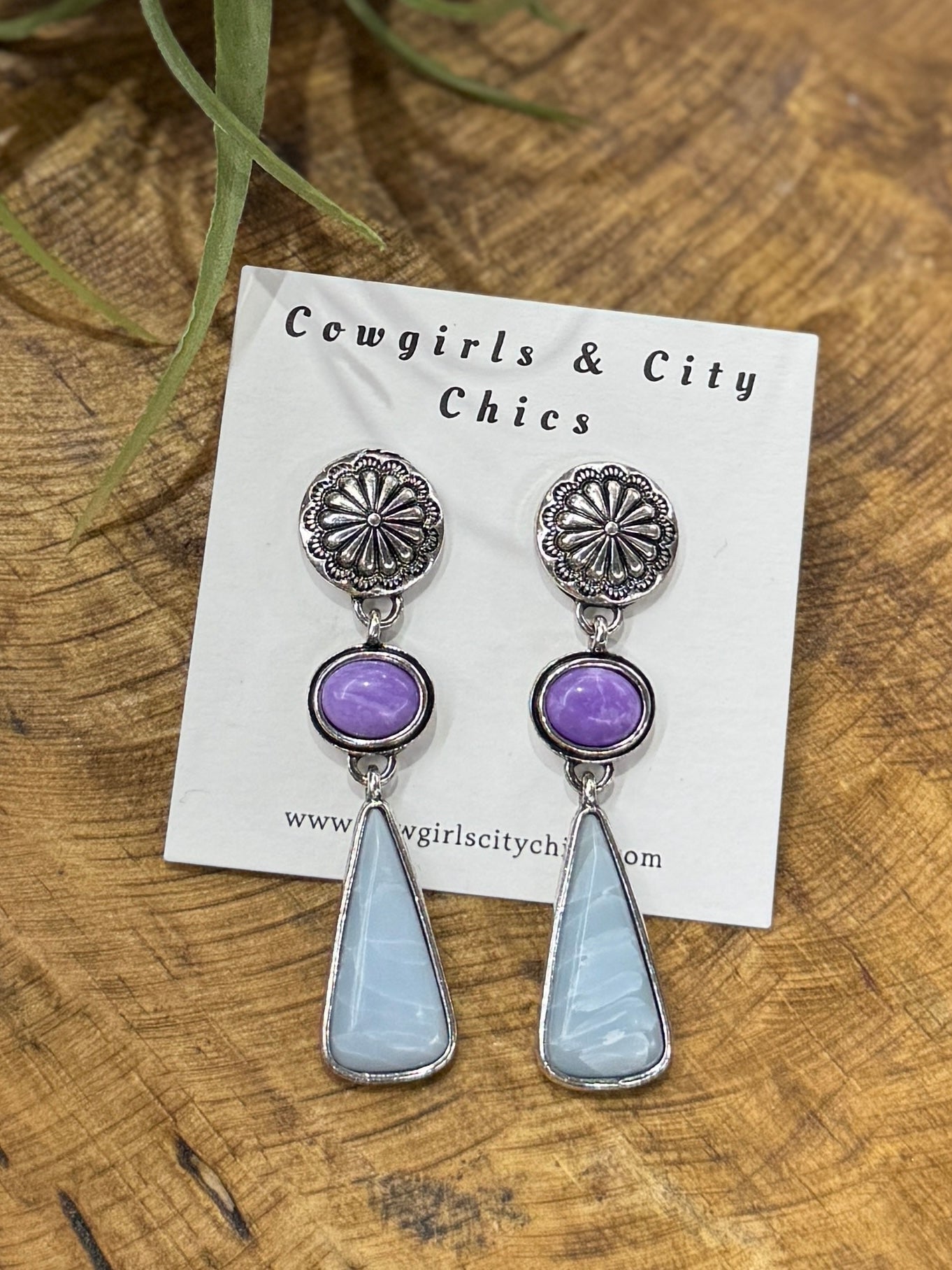 Purple & Jade Stone Earrings - Cowgirls & City Chics