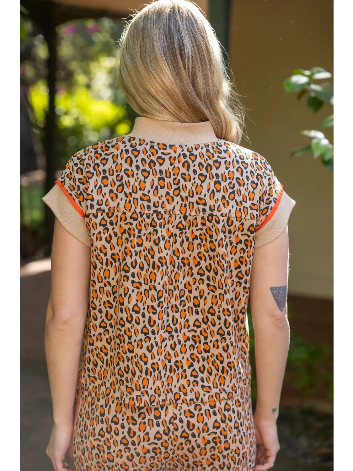 Quarter Zip Orange Leopard Top - Cowgirls & City Chics