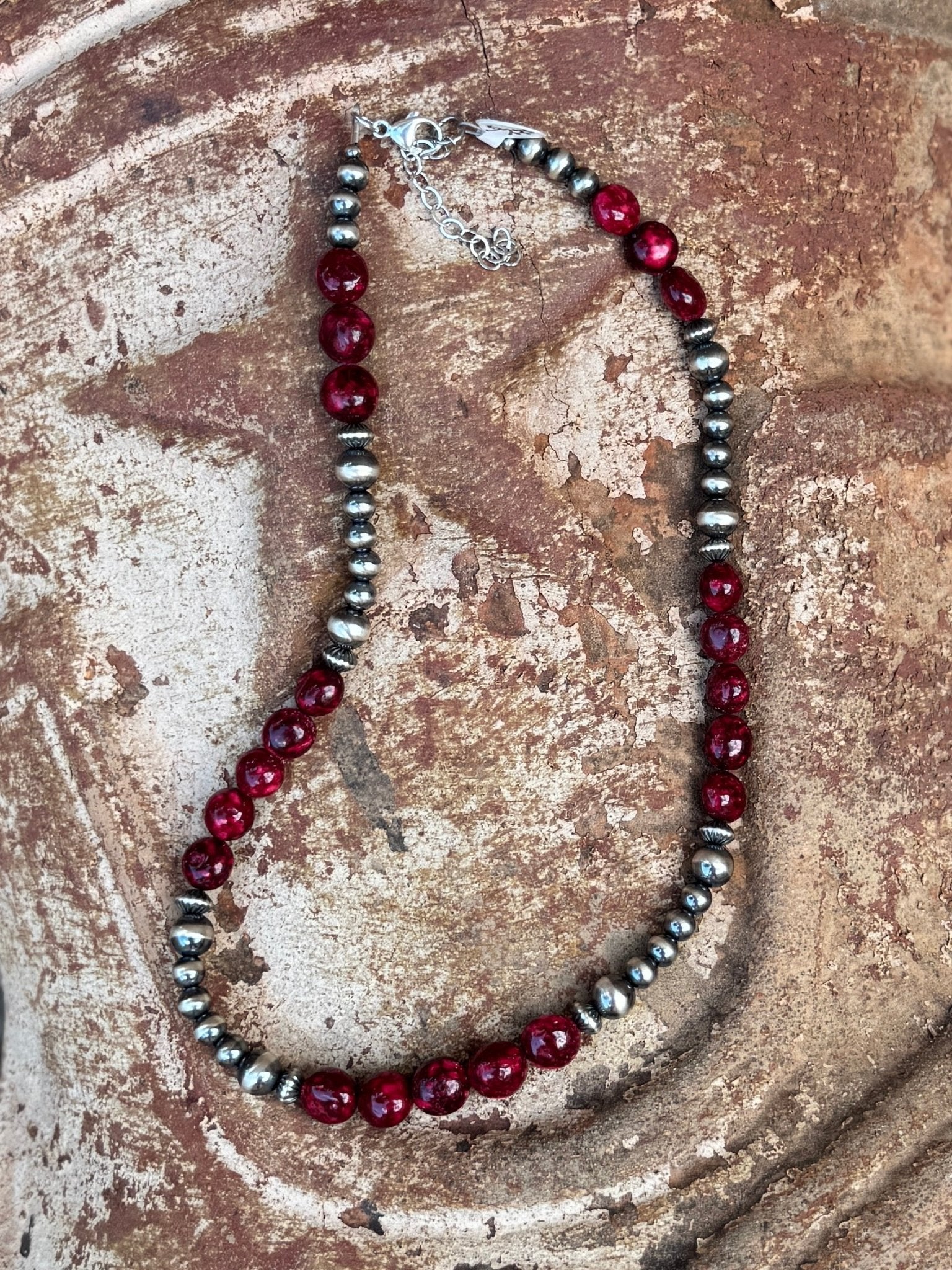 Red Dahlia & Pearl Necklace - Cowgirls & City Chics