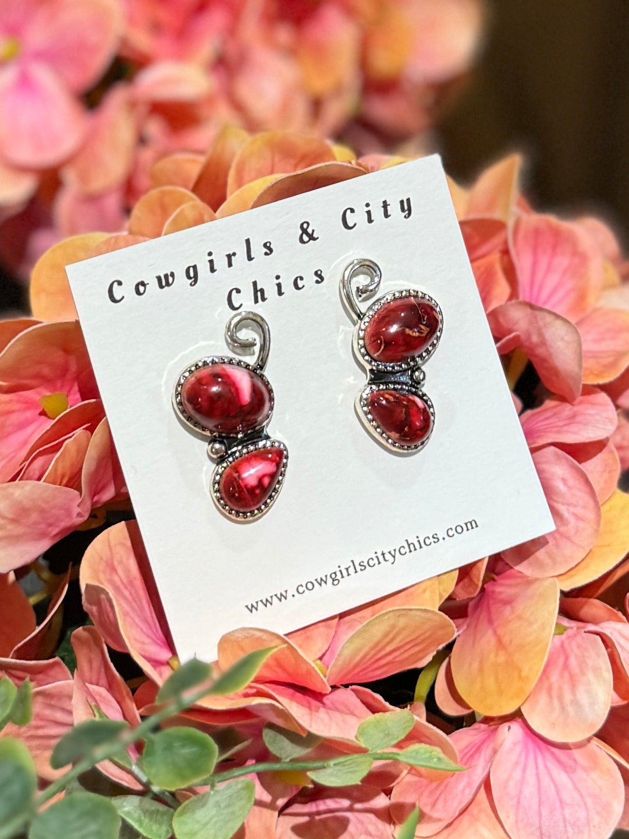 Red Dahlia Side Earrings - Cowgirls & City Chics