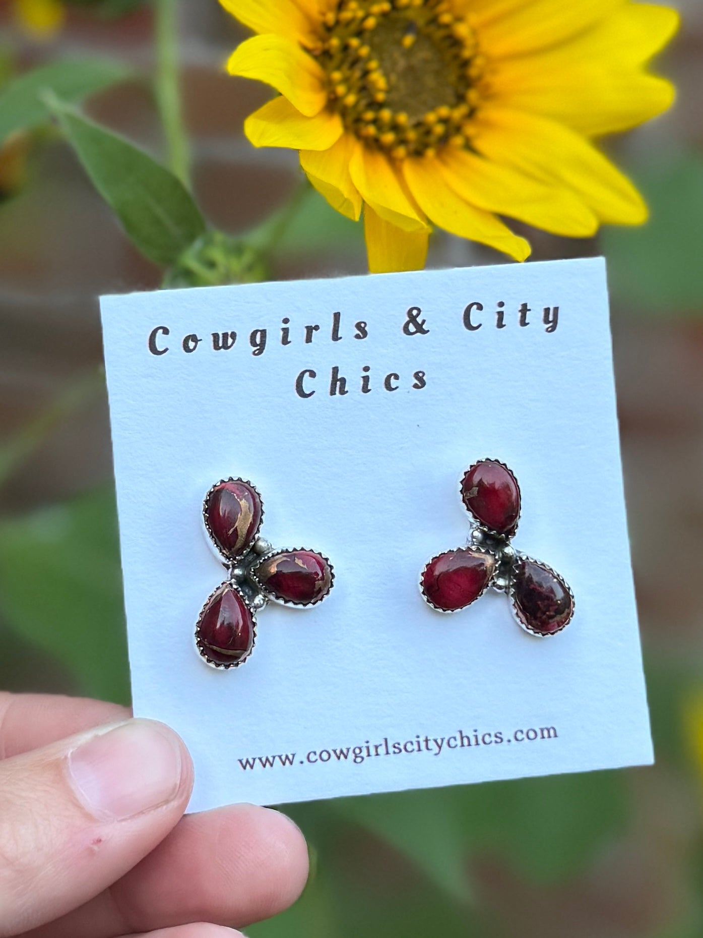 Red Dahlia Stud Earrings - Cowgirls & City Chics