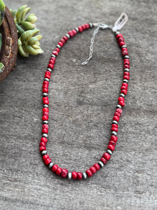 {Red Line} Beaded Necklace - Cowgirls & City Chics