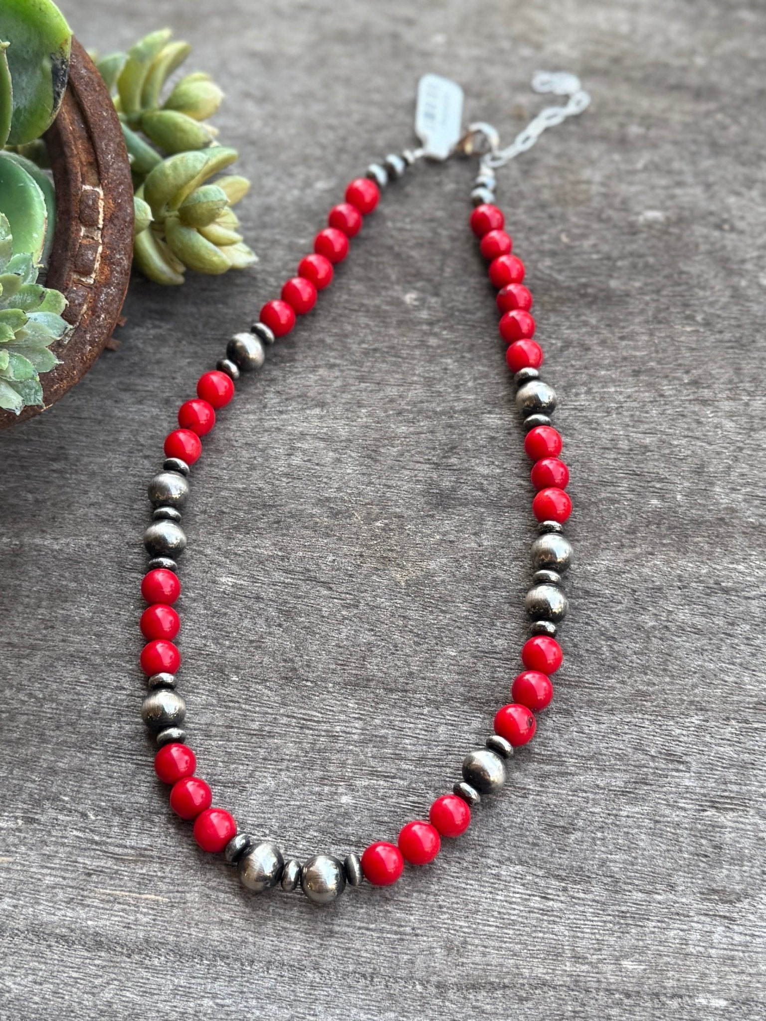 Red & Pearl Necklace - Cowgirls & City Chics