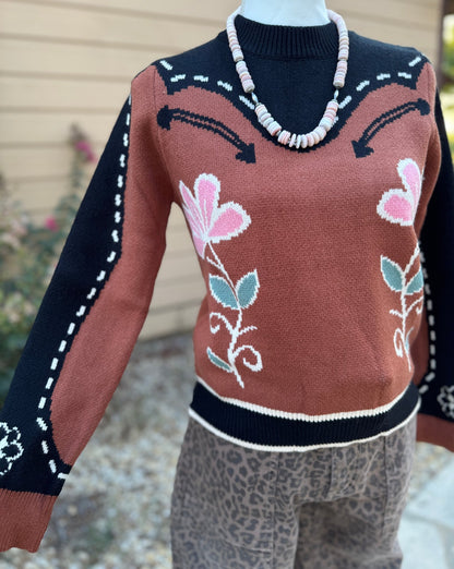 {Retro} Flower Sweater - Cowgirls & City Chics
