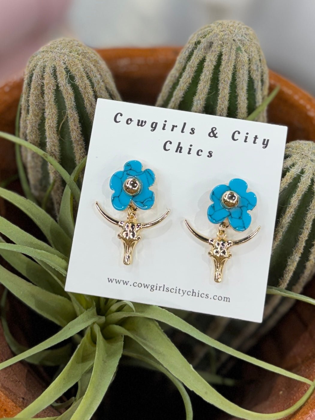 Riadosa Steer Skull Earrings - Cowgirls & City Chics